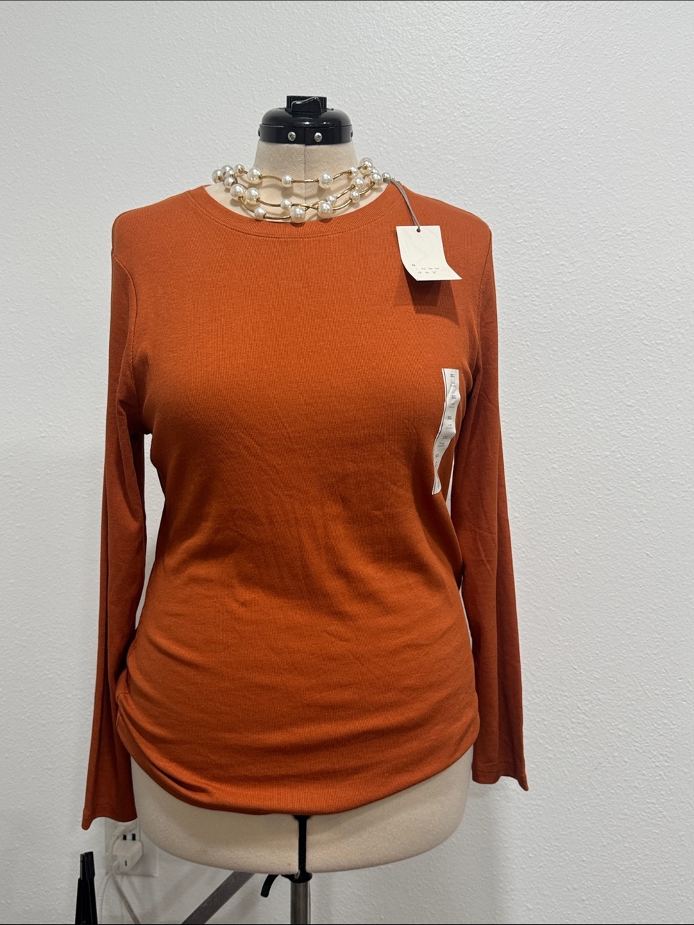a new day Women's Long Sleeve Crewneck Top in Rust Orange